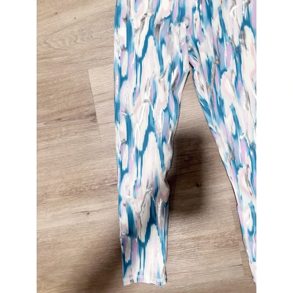 Old Navy Girls PowerPress High Waisted Abstract Foil Leggings L 10-12